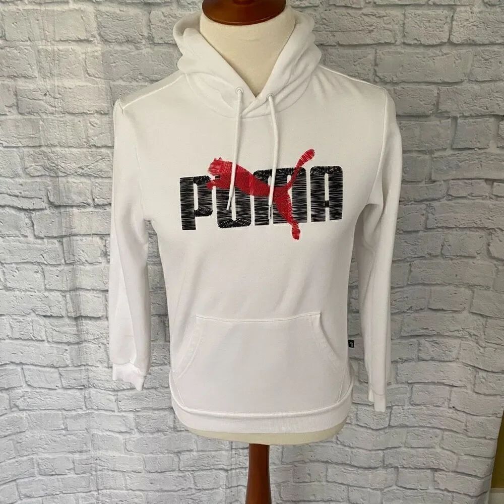 Puma men S pullover Longsleeve graphic print hoodie white